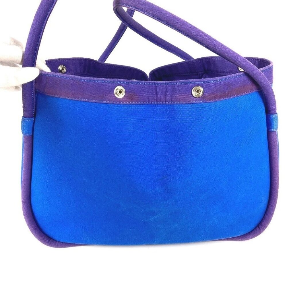 HERMES With porch Sac Baga GM Tote Bag Hand Bag Canvas blue - Picture 11 of 16